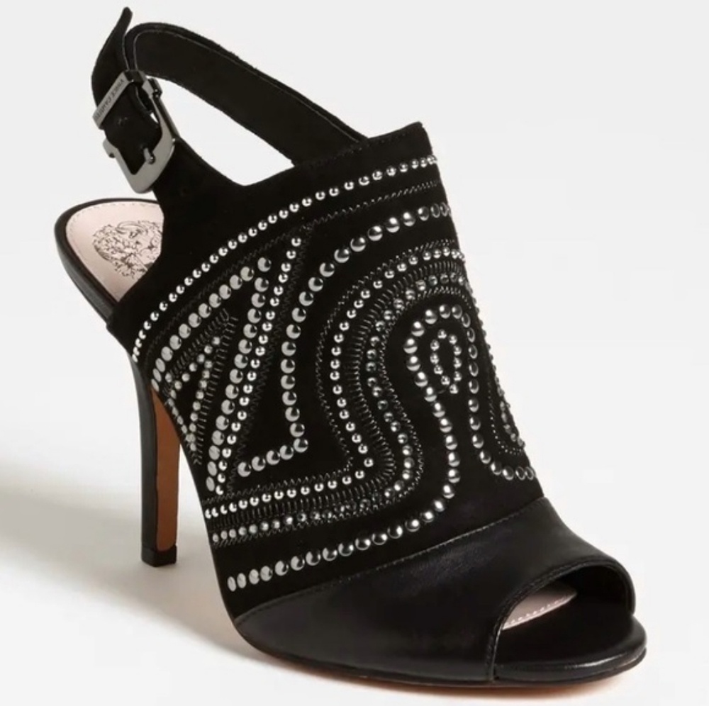 Vince Camuto • Black Yolana Studded Peep Toe Heels